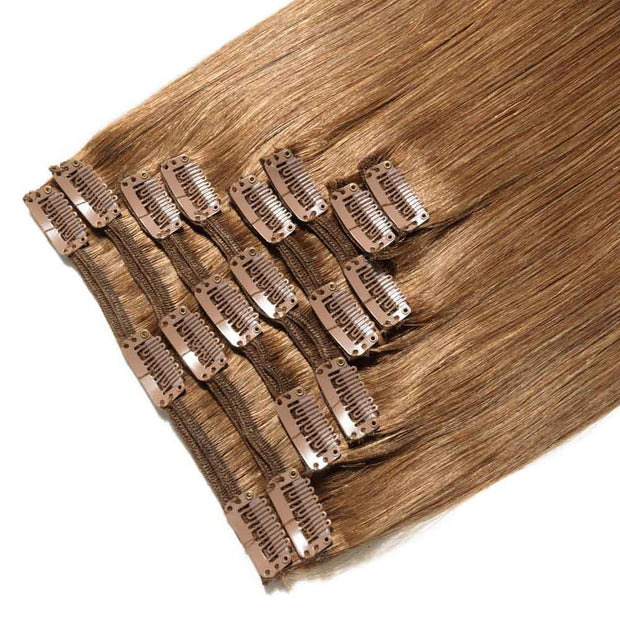 100% Human Hair Clip- in Extensions - #006 Light Brown
